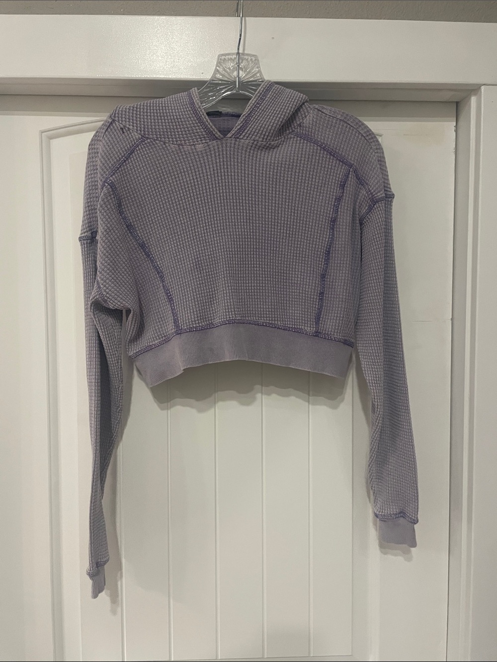 wild fable Lavender Waffle-Knit Cropped Hoodie